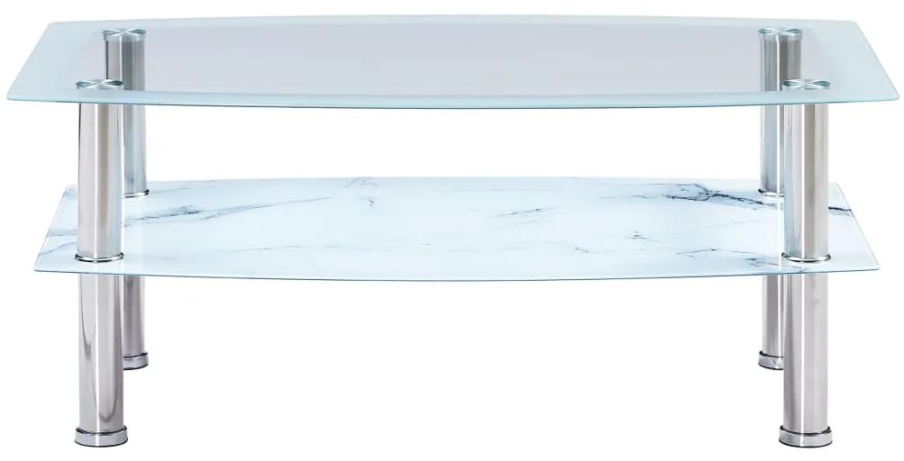 vidaXL Salontafel met marmer-look 100x60x42 cm gehard glas wit