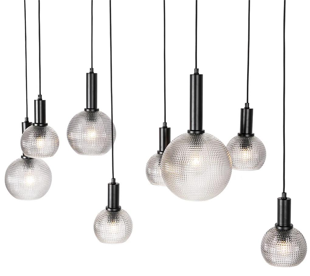 Eettafel / Eetkamer Design hanglamp zwart met smoke glas 8-lichts - Chico Design E27 Binnenverlichting Lamp