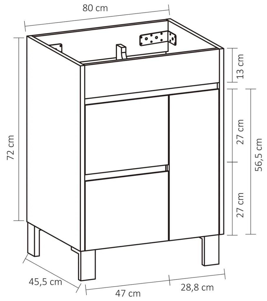 Differnz Sofi meubelset 80cm eiken