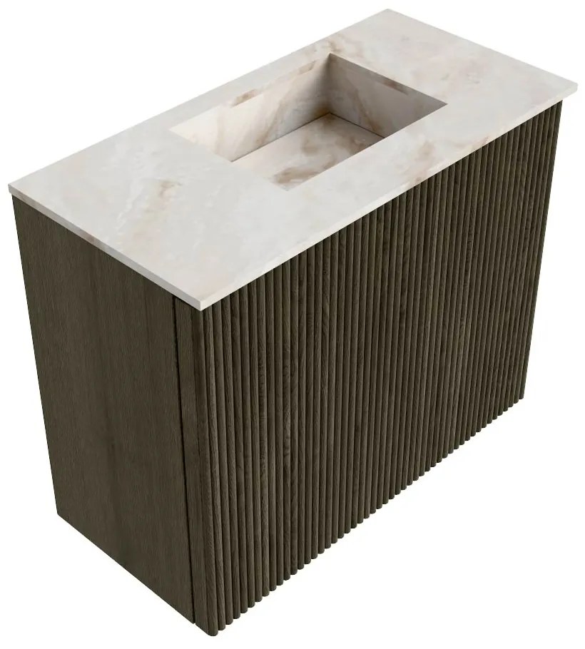 Mondiaz Joya DLux 50cm toiletmeubel shadow met wastafel faye rechts zonder kraangat frappe