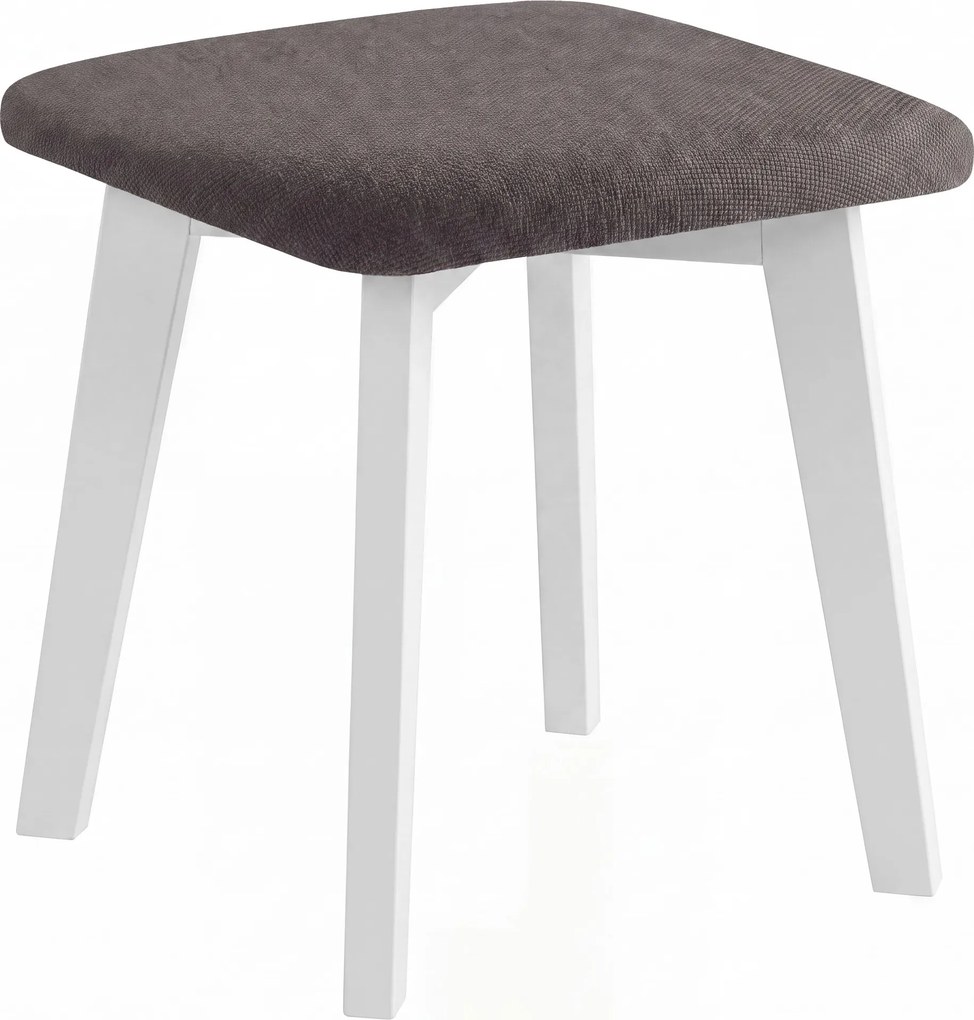 Mazzoni MILO Taupe Beige (stof Storm 26)/wit beuken onderstel - VIERKANTE GESTOFFEERDE KRUK VOOR KEUKEN/WOONKAMER