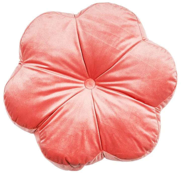 Velvet bloem kussen - roze - 45x45 cm