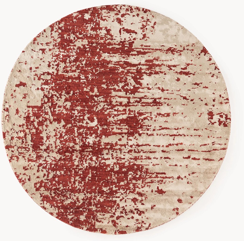 Rond wollen vloerkleed Cynthia met abstract patroon, handgeweven