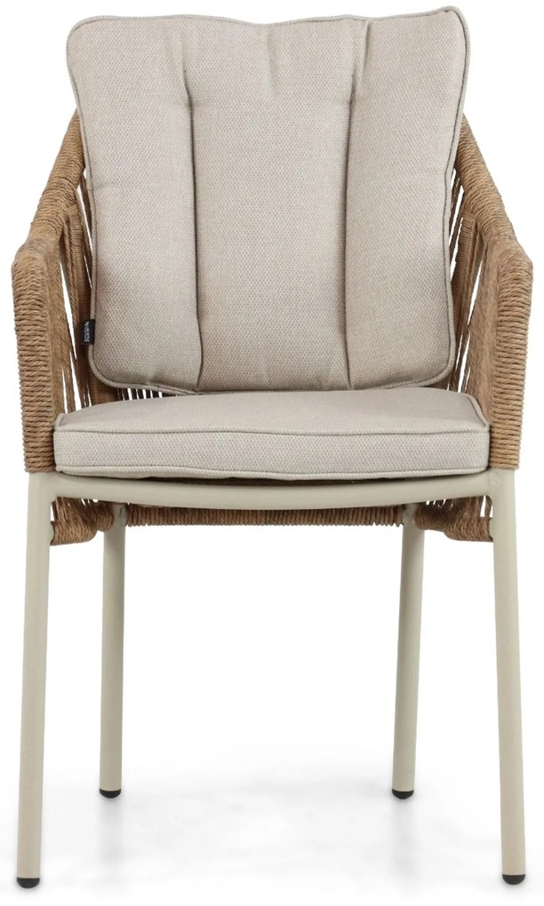 Tuinset Ronde Tuintafel 6 personen 150 cm Rope Taupe  Lifestyle Garden Furniture Marbella/Arancia