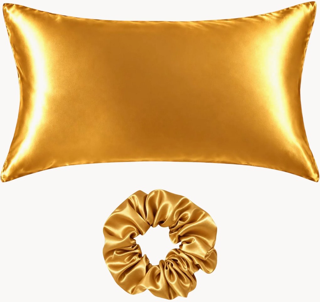 Sierkussenhoes en scrunchie Elle van moerbeizijde satijn, 2-delig