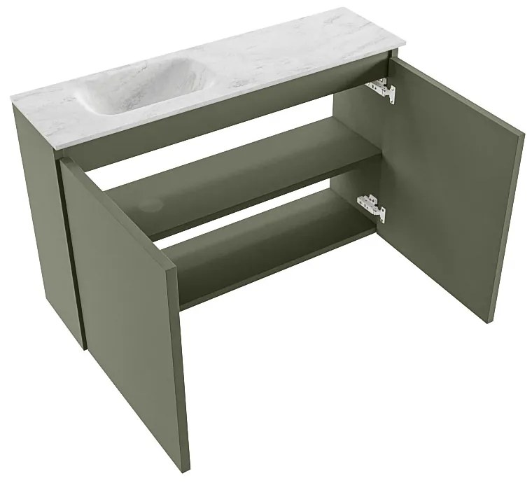 Mondiaz Ture DLux toiletmeubel 80cm army met wastafel opalo links zonder kraangat