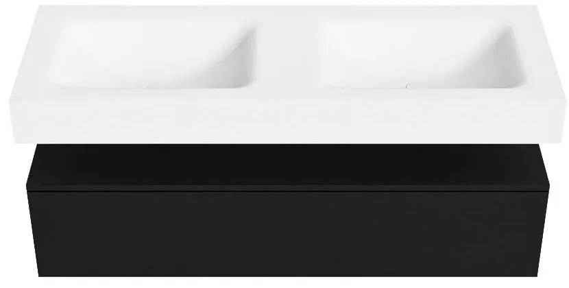 Zaro Alan badmeubel 130cm urban 1 lade met vrijhangende wastafel cloud dubbel 2 kraangaten talc
