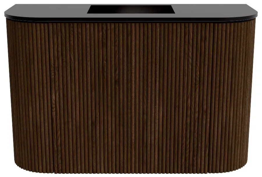 Mondiaz Joya 65cm toiletmeubel ronding links/rechts walnut met wastafel faye midden zonder kraangat urban