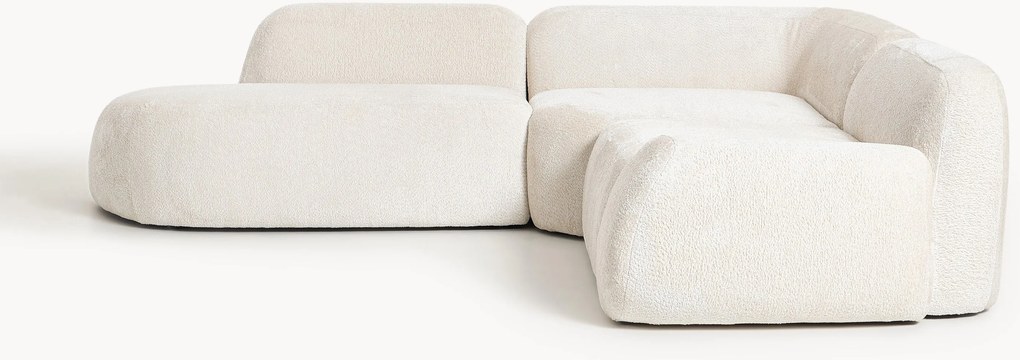 Modulaire teddy-bouclé hoekbank Wolke (4-zits) met chaise longue