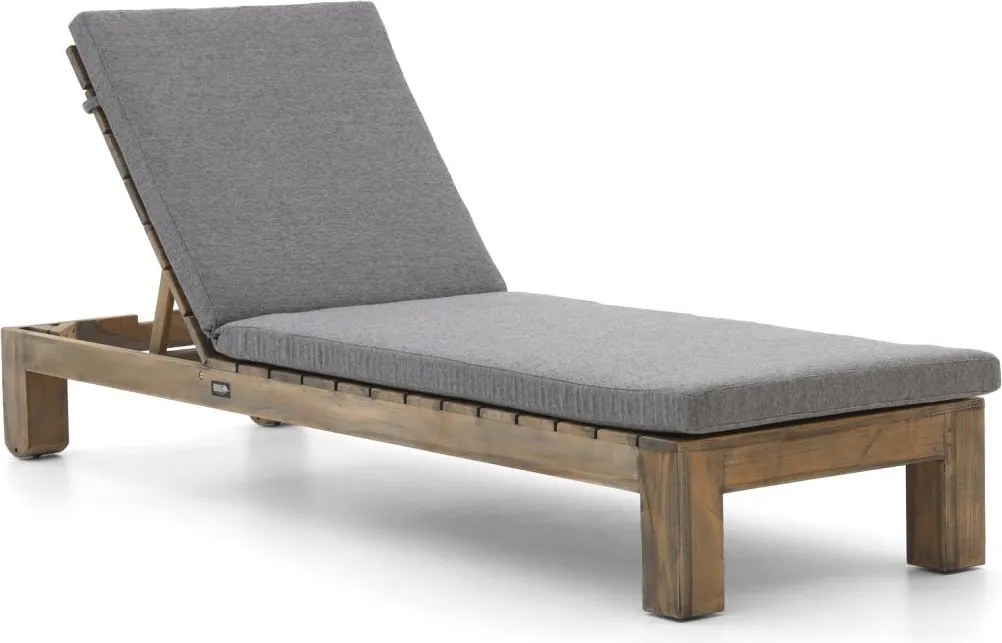 Verstelbaar ligbed ROUGH  | Teakhout | Grijs - Antraciet/Old Teak Greywash | Ligstoel tuin | Strandbed  | Kees Smit Tuinmeubelen