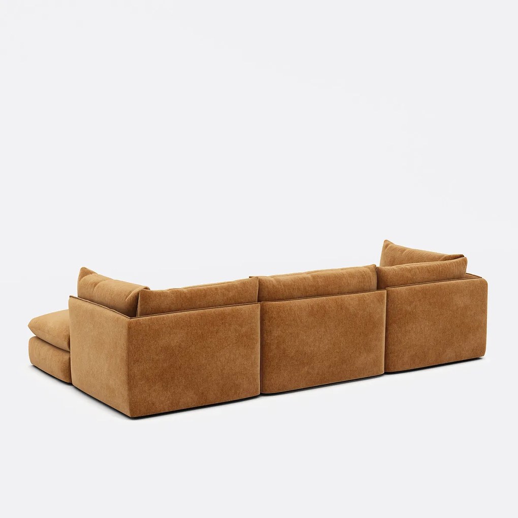 Modulaire 3-zitsbank met poef, gemêleerd polyester, Malo