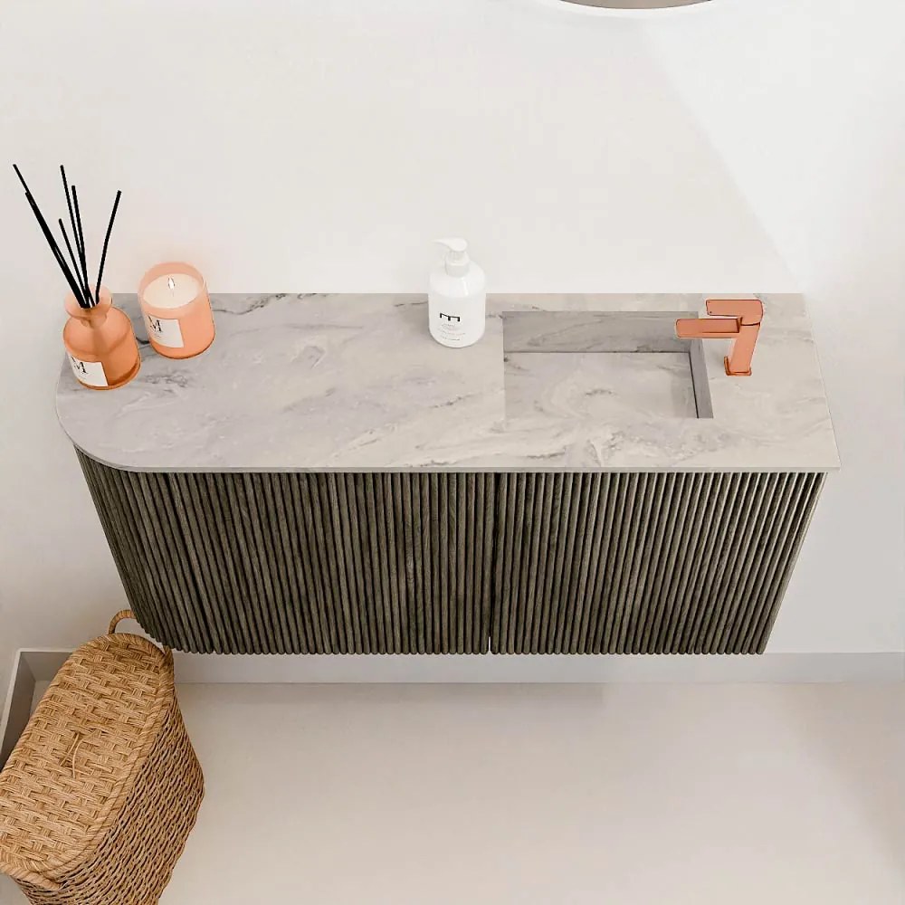 Mondiaz Joya DLux 80cm toiletmeubel ronding links shadow met wastafel faye rechts 1 kraangat glace