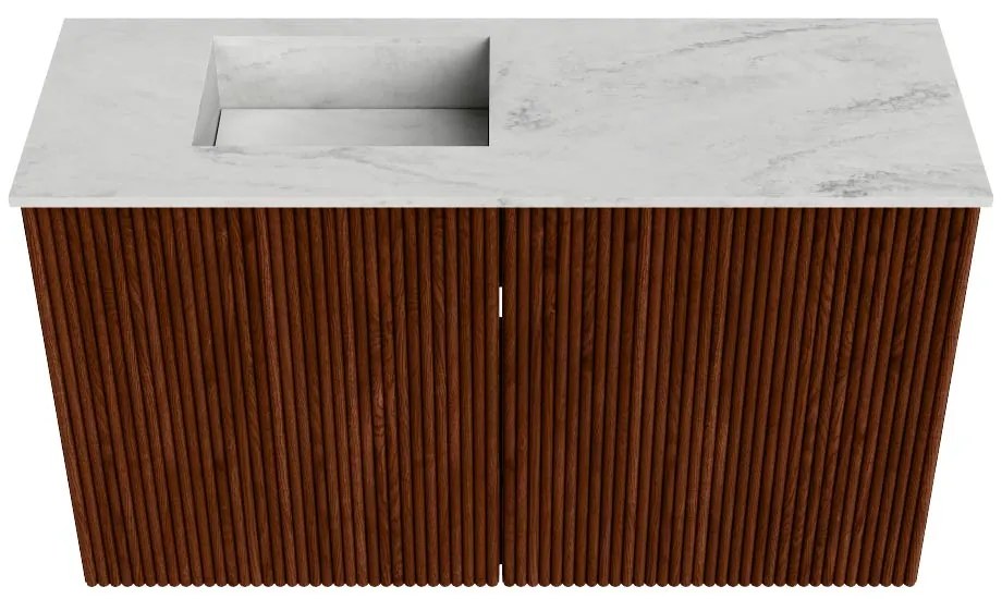 Mondiaz Joya DLux 70cm toiletmeubel ruby met wastafel faye links 1 kraangat opalo