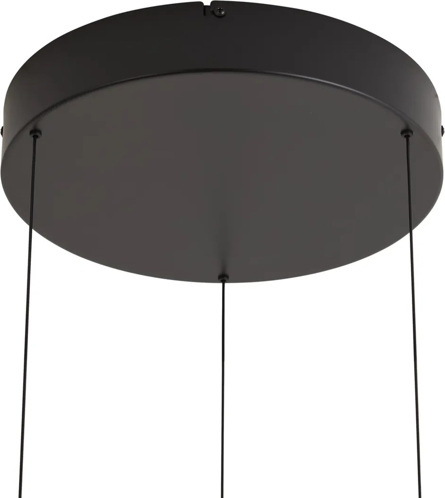 Moderne hanglamp zwart met walnoot hout print incl. LED 3-staps dimbaar easylift - Drew