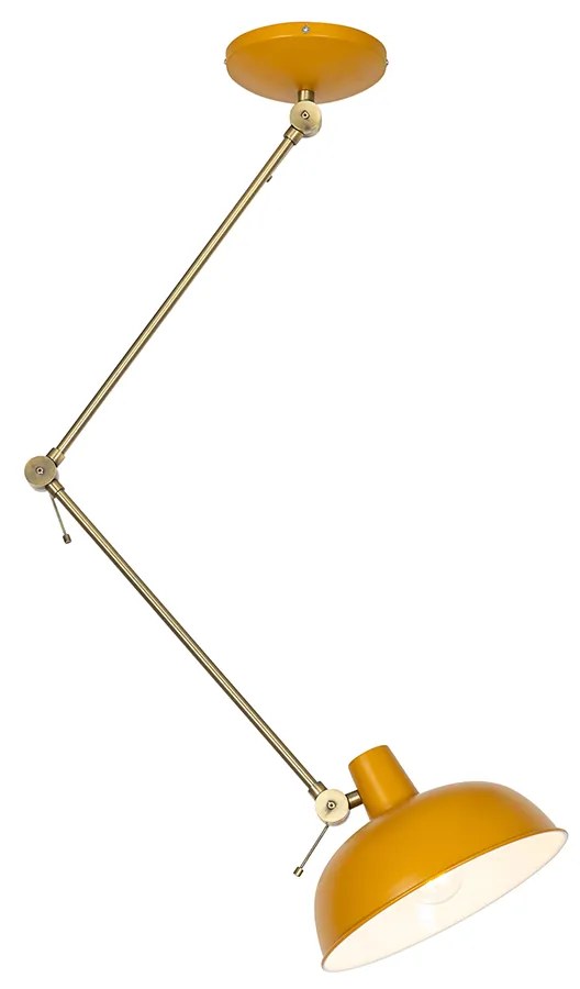 Retro plafondlamp geel met brons - Milou