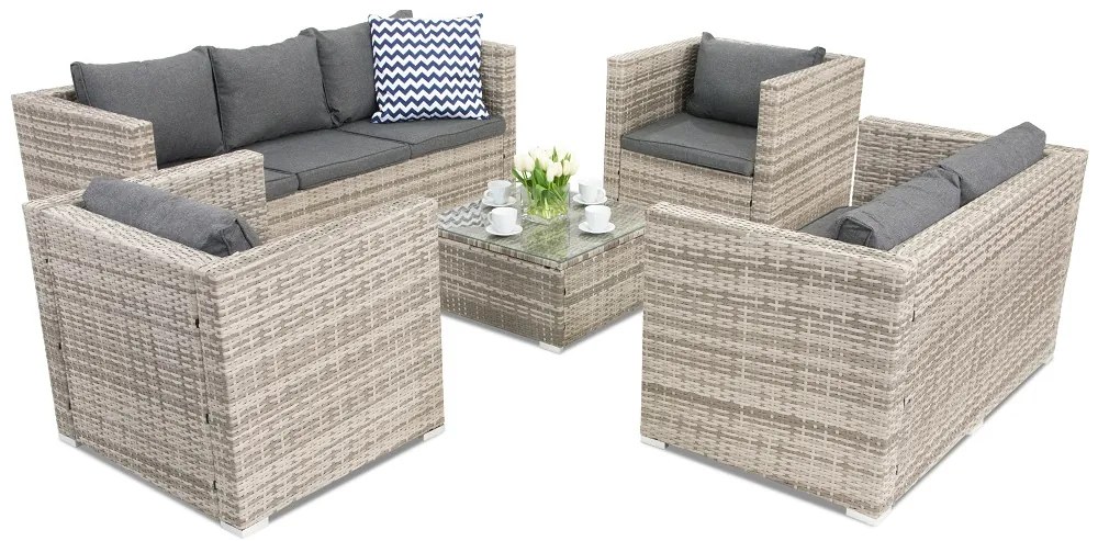 Technorattan tuinset Roma Coffee 7 Garden Point grijs