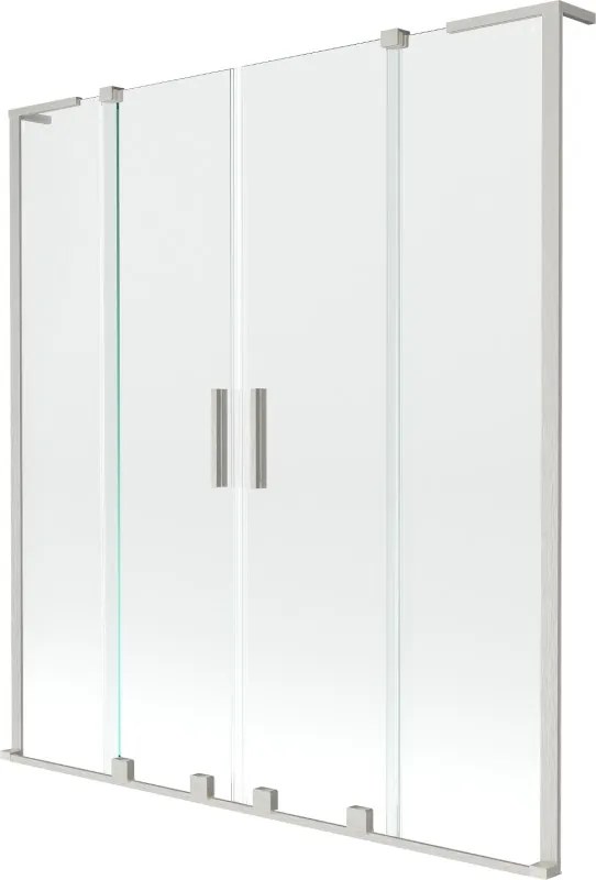 Mexen Velar L Duo badwand twee vleugels schuif 150 x 150 cm, transparant, geborsteld nikkel - 896-150-003-02-97