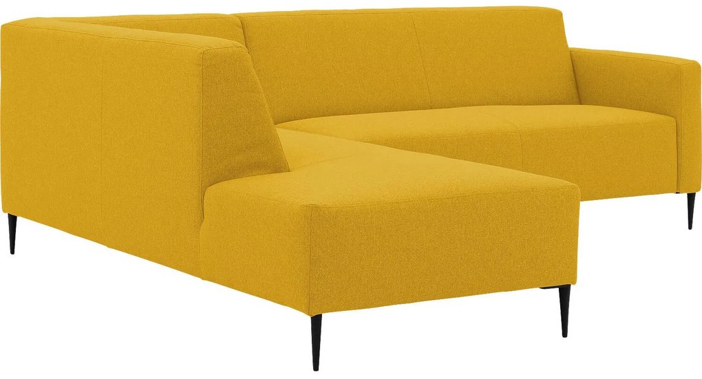 Goossens  Key West geel, stof, 2,5-zits, modern design met ligelement links