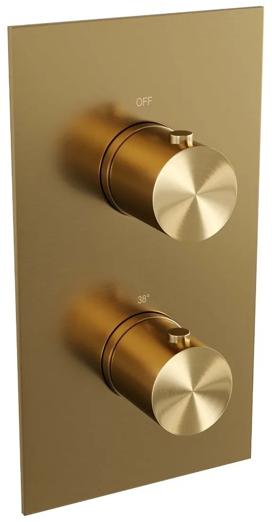 Brauer Gold Edition thermostatisch douchepaneel calacatta gold met 20cm hoofddouche en staafhanddouche messing geborsteld PVD