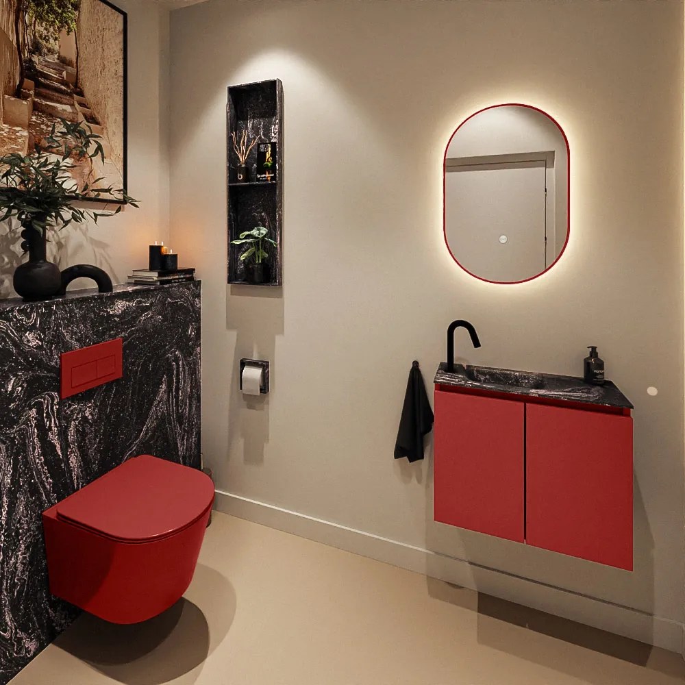 Mondiaz Ture DLux toiletmeubel 60cm fire met wastafel lava links met kraangat