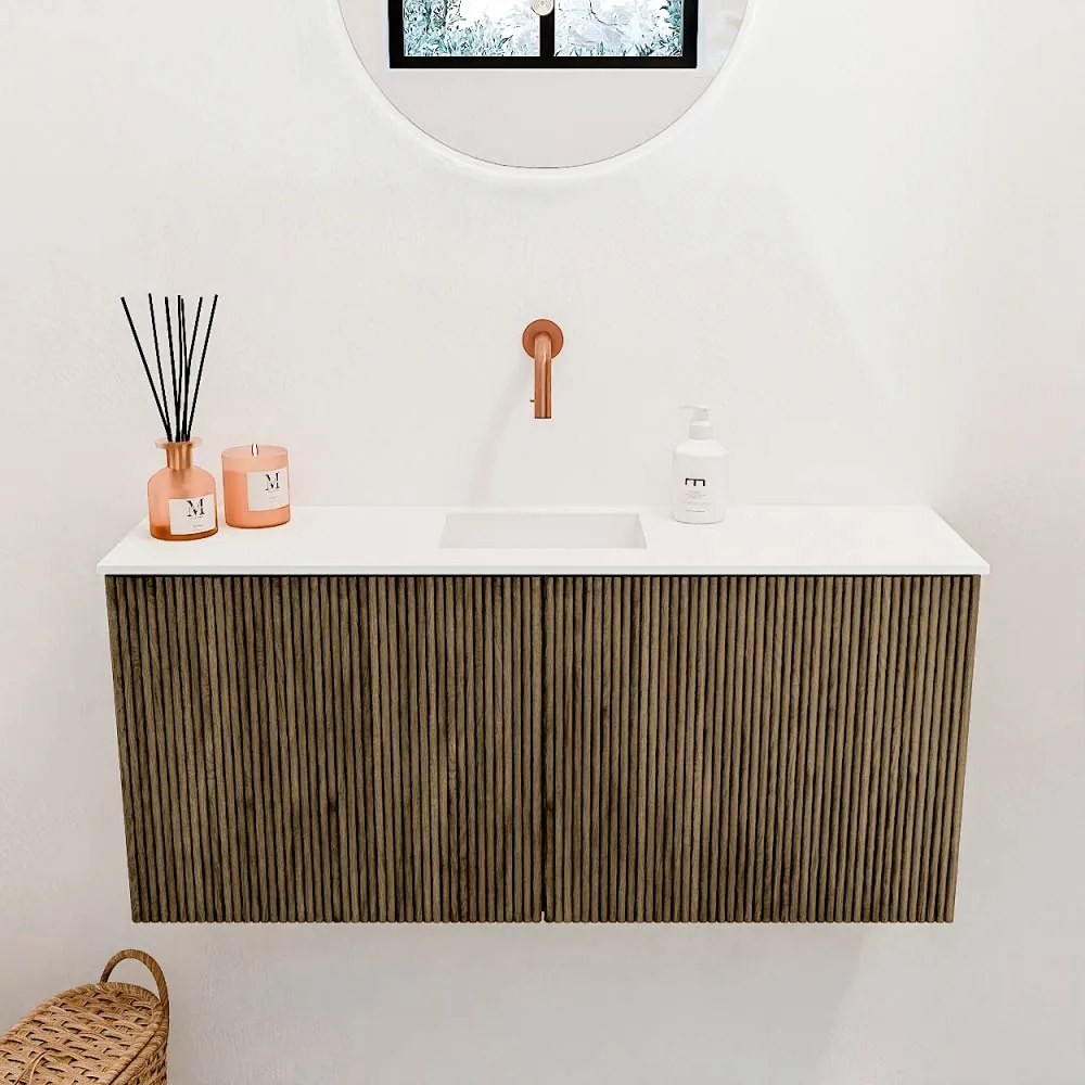 Mondiaz Joya 90cm toiletmeubel dusk met wastafel faye midden zonder kraangat talc