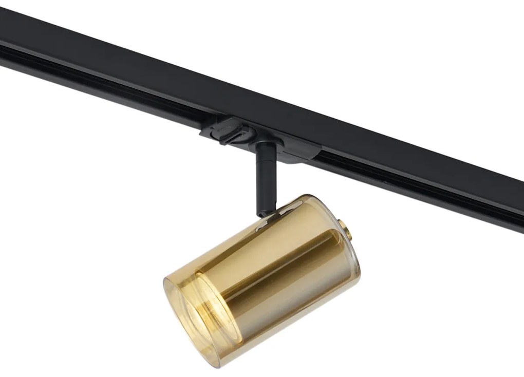 Moderne spot goud met amber glas voor railsysteem 1-fase - Iconic Lloyd