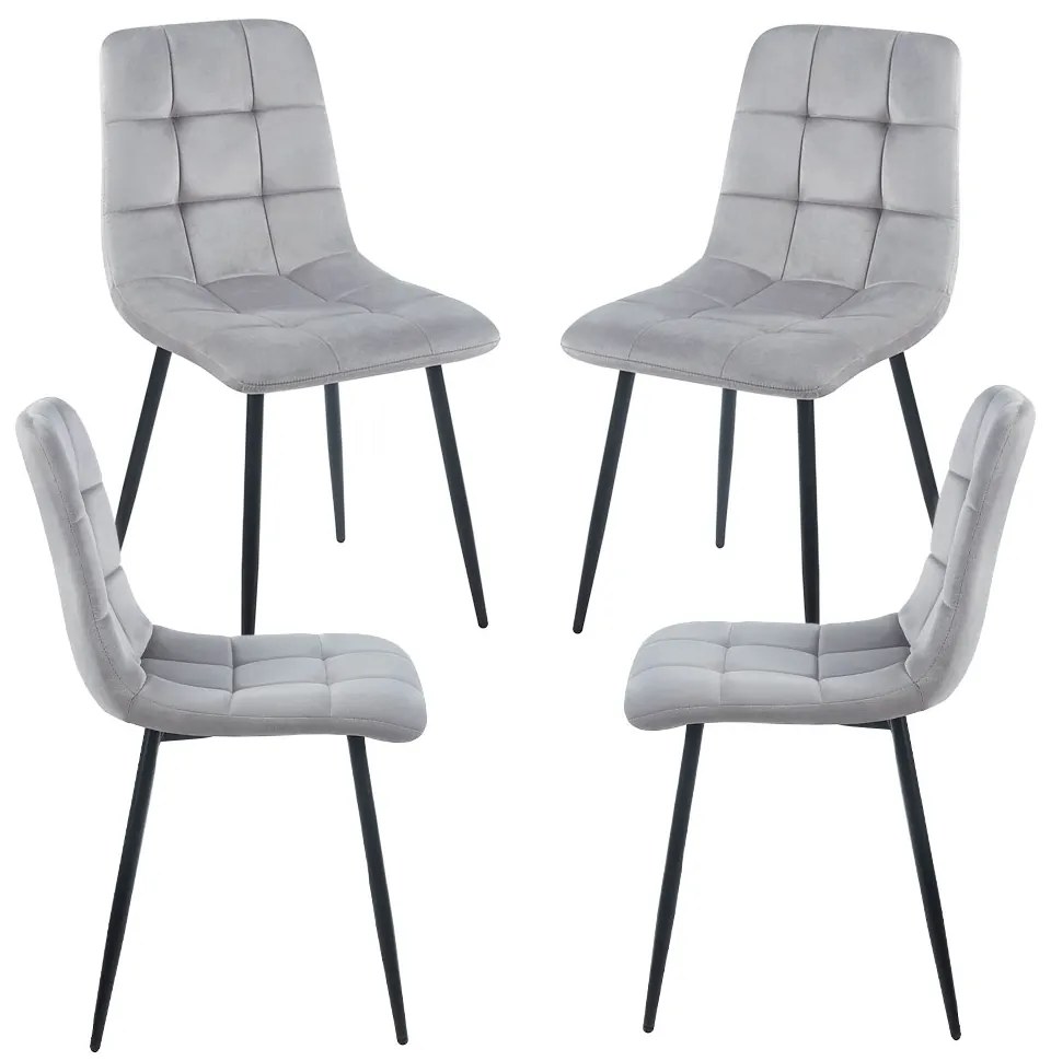 Set 4 Stoelen Stuhl Fluweel