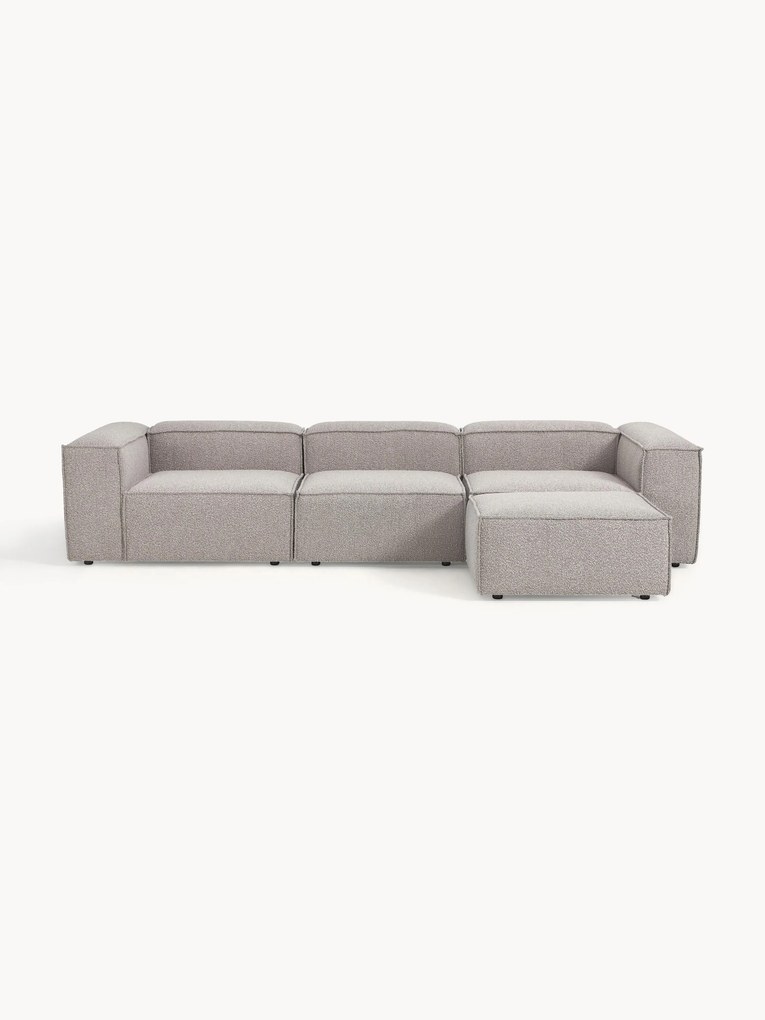 Modulaire bank Lennon (4-zits) met poef (links/rechts) van bouclé