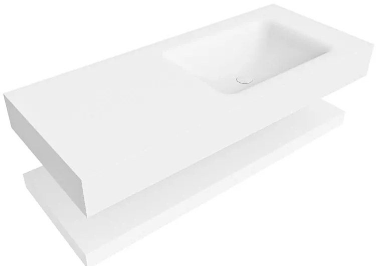 Zaro Alan badmeubel 110cm met planchet talc en vrijhangende wastafel cloud rechts 1 kraangat talc