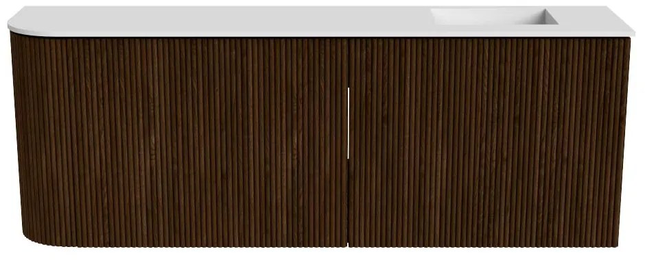Mondiaz Joya 110cm toiletmeubel ronding links walnut met wastafel faye rechts zonder kraangat talc