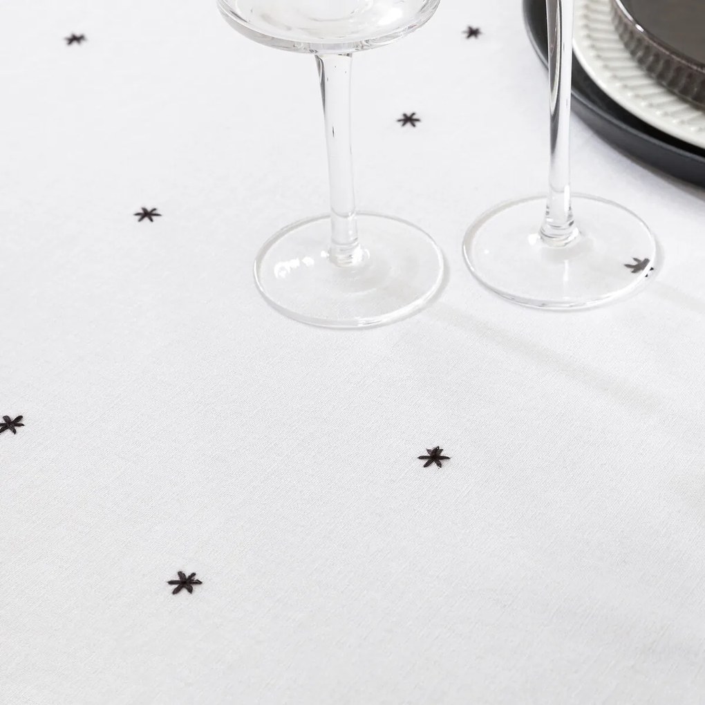 Geborduurd tafelkleed gewassen linnen/katoen, Festive