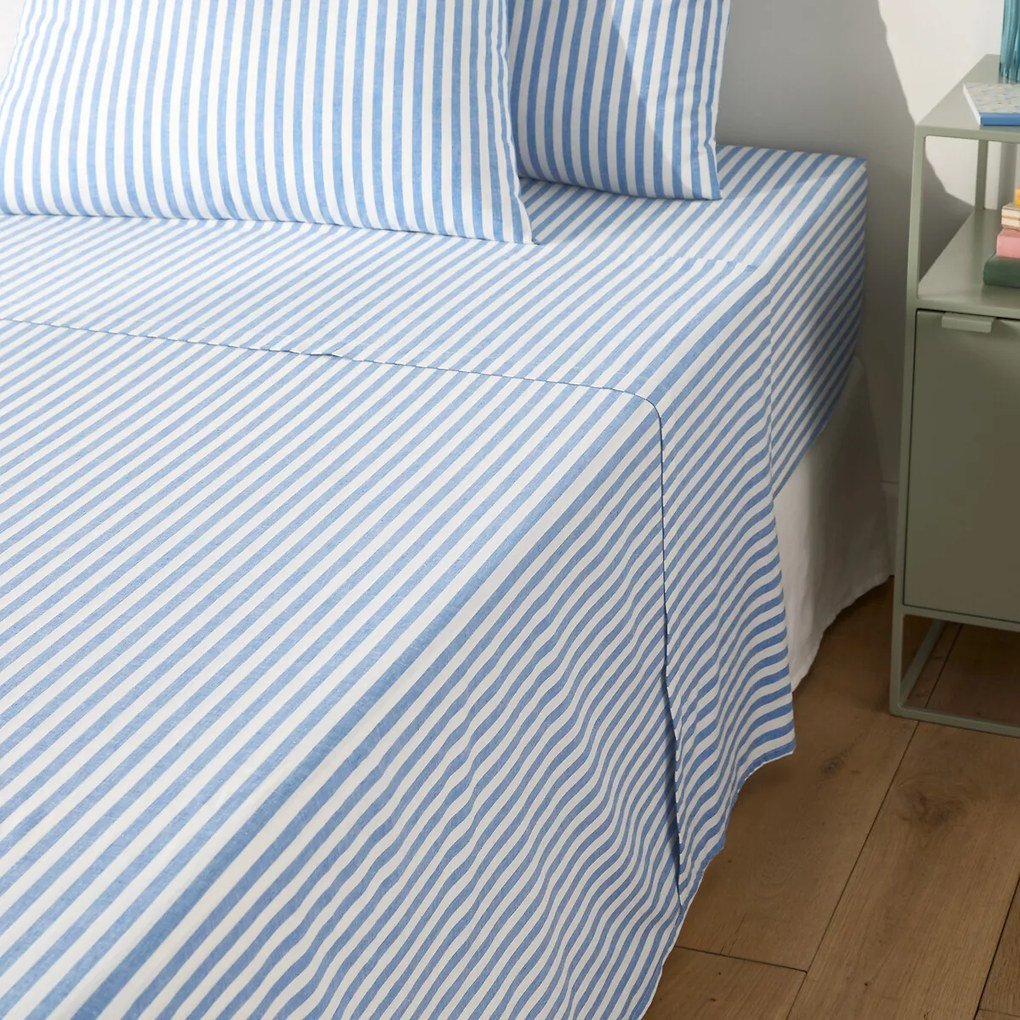 Plat laken van katoen, Soizic blauw