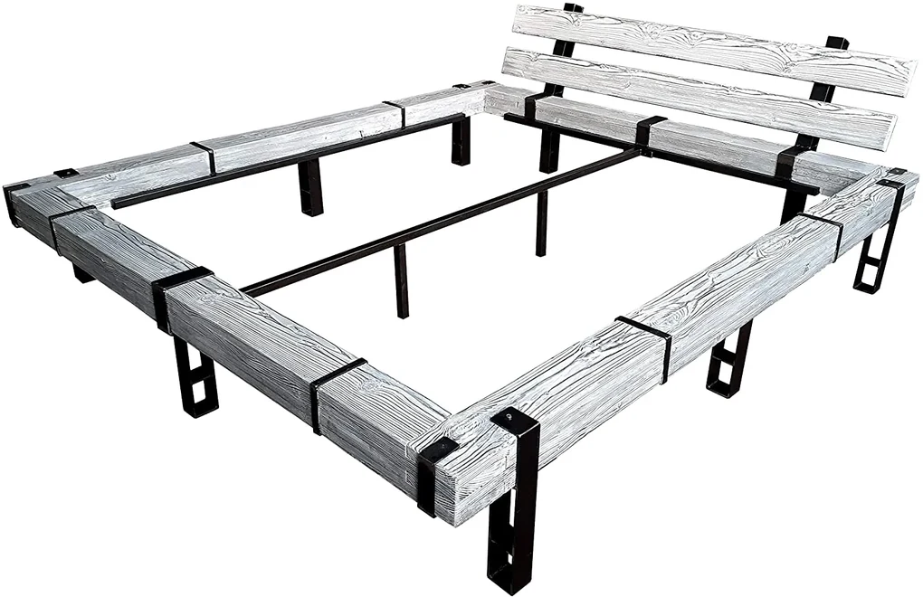 CHYRKA® Meubelen massief houten bed LL balkbed LEMBERG tweepersoonsbed loft vintage industrieel design handgemaakt hout metaal