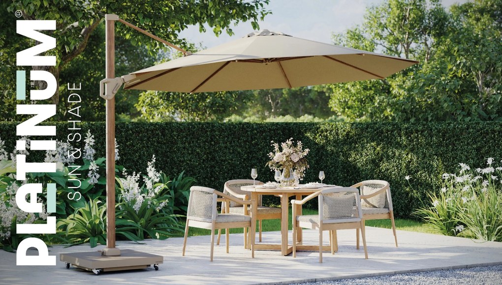 Platinum Challenger zweefparasol 2.6x3.5m T2 premium (excl.voet) champagne