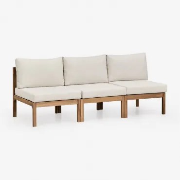 3-delige Modulaire Tuinbank Van Acaciahout Branson Wit Gardenia - Bruin Acacia - Sklum