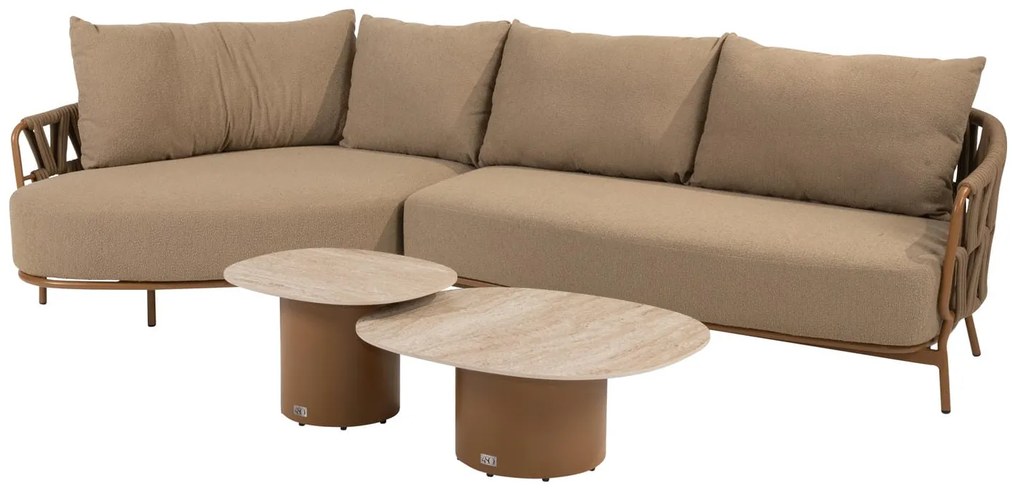 4 Seasons Outdoor Biarritz chaise loungebank amber SALE Loungebank beige weerbestendig