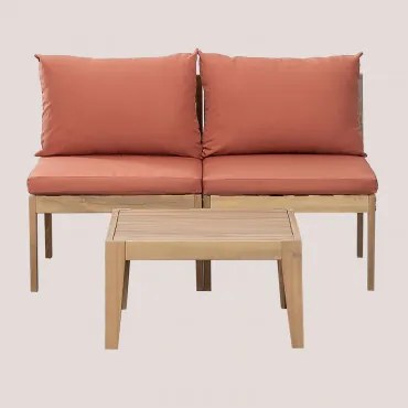 Tuinset Met Een Modulaire Bank In 2 Delen En Een Salontafel In Filips Acaciahout Terracota - Sklum