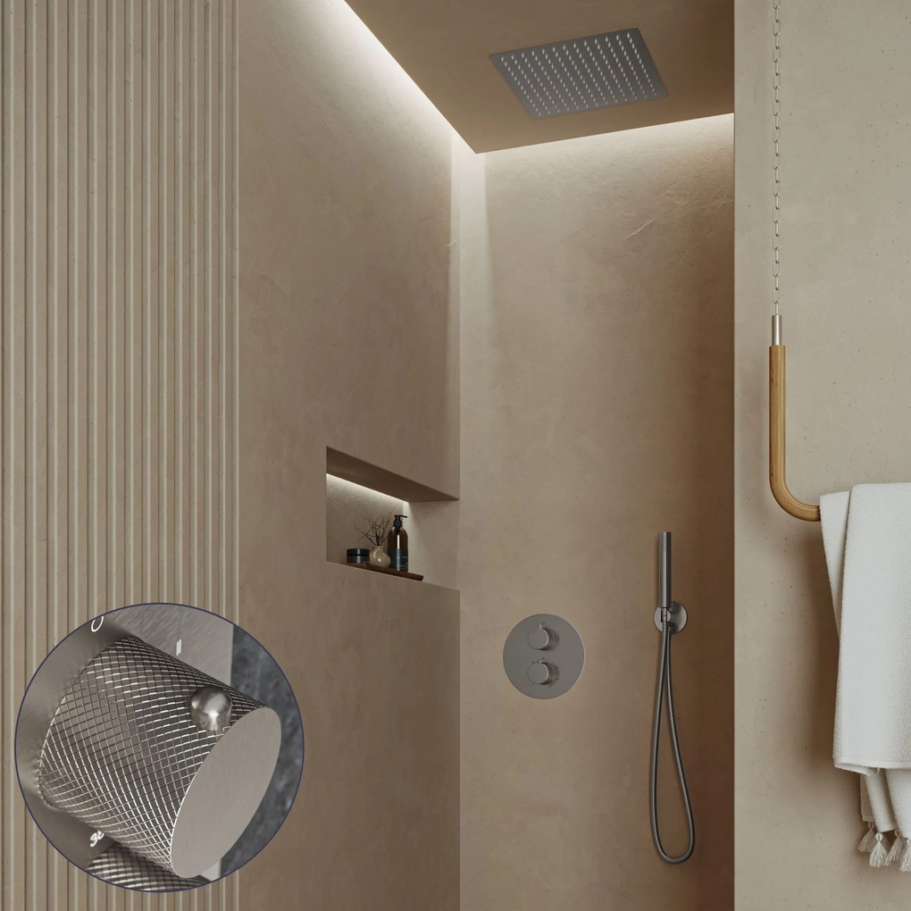 Saniclear Cube Curved inbouw regendouche rond met inbouw douchekop 30x30cm RVS