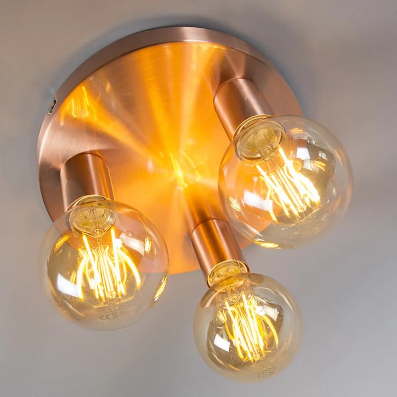 Art Deco plafondlamp koper rond - Facil 3 Design, Modern E27 Binnenverlichting Lamp
