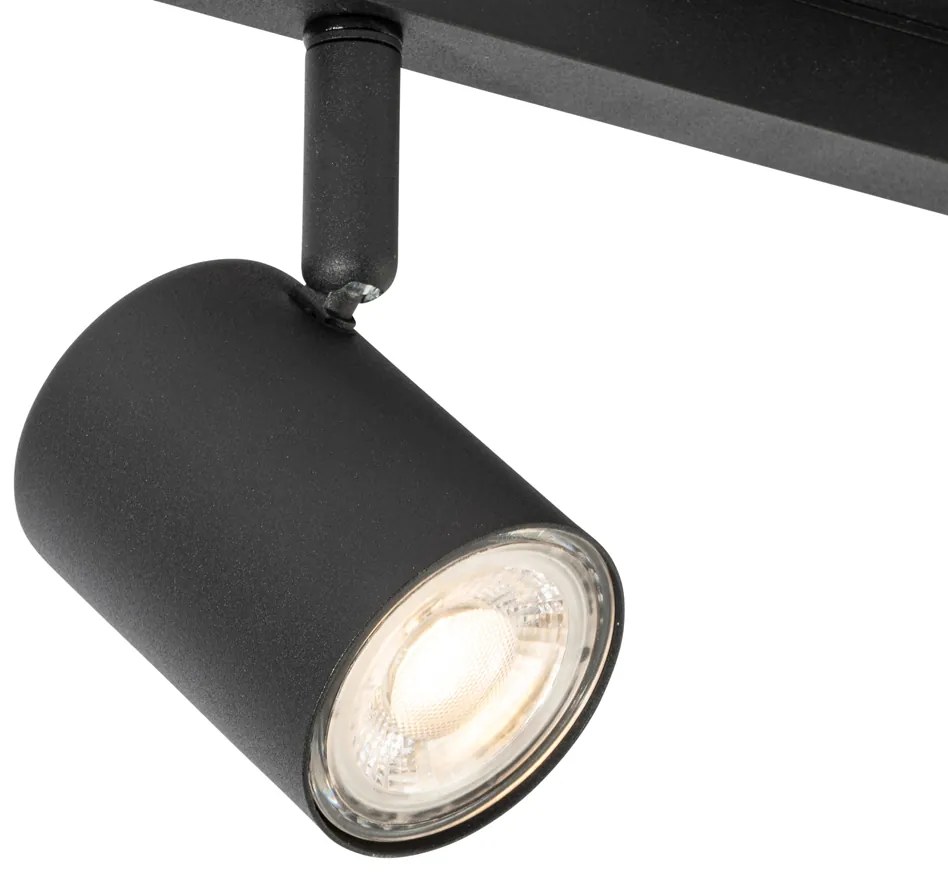 LED PlafondSpot / Opbouwspot / Plafondspot zwart GU10 50mm 2-lichts incl. backlight - Back Up Modern GU10 rond Binnenverlichting Lamp