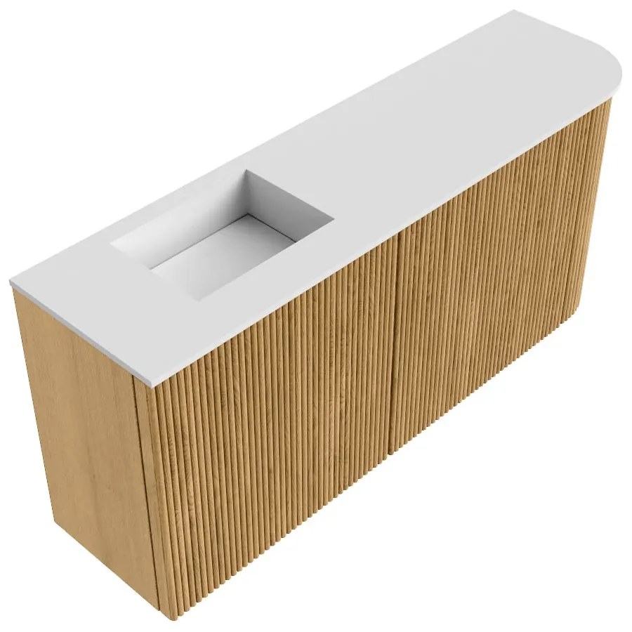 Mondiaz Joya 90cm toiletmeubel ronding rechts oak met wastafel faye links 1 kraangat talc