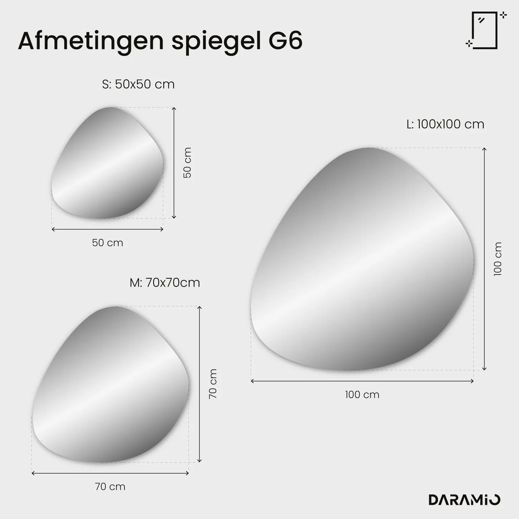 Kiezelvormige spiegel met LED-verlichting G6