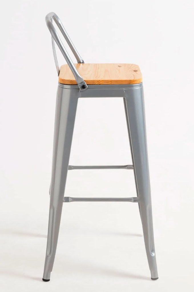 Kruk Torix met rugleuning van natuurlijk hout
