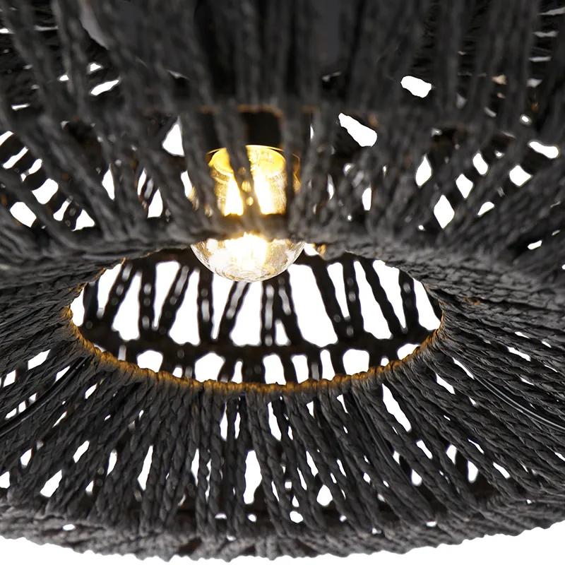 Retro plafondlamp zwart 50 cm - Lina Retro E27 Draadlamp rond Binnenverlichting Lamp