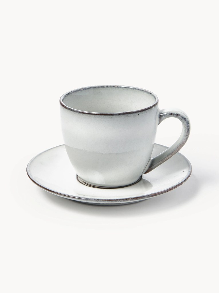 Handgemaakte koffiekopje Nordic Sand met schoteltje