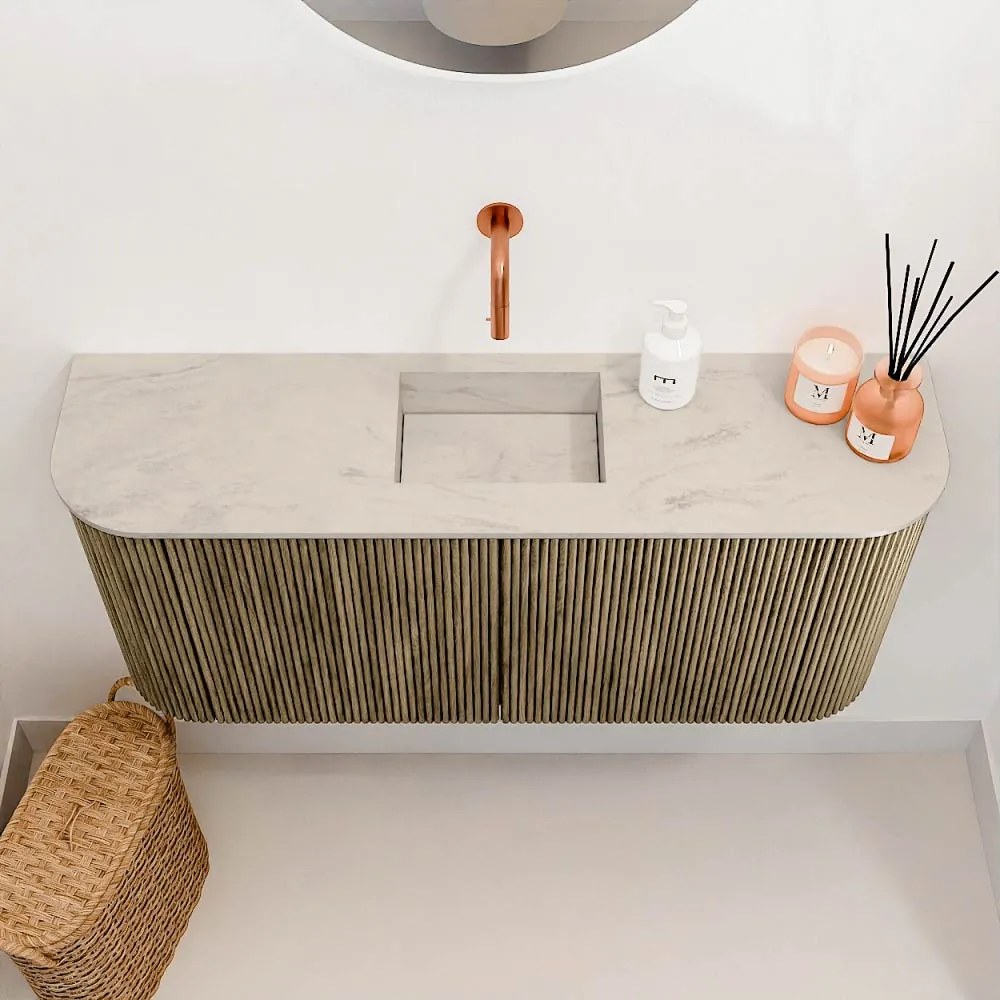 Mondiaz Joya DLux 95cm toiletmeubel ronding links/rechts dusk met wastafel faye midden zonder kraangat opalo
