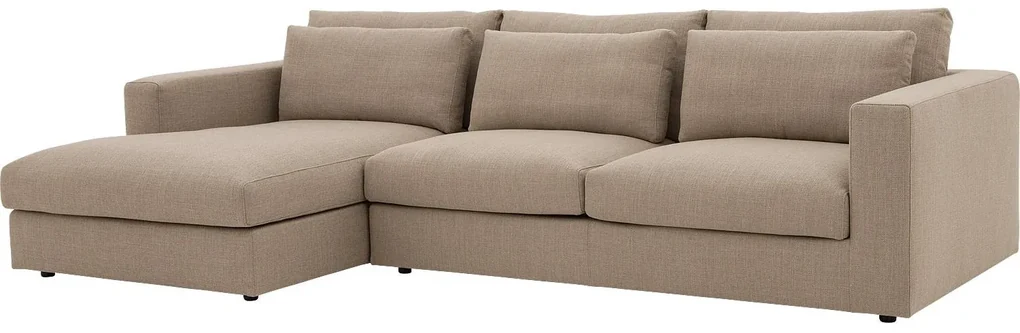 Goossens Excellent Bank Gs-1505 Met Chaise Longue bruin, stof, 2,5-zits, elegant chic met chaise longue links