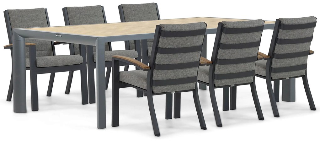 Tuinset 6 personen 240 cm Aluminium/teak Grijs Osmen Midura/Borello