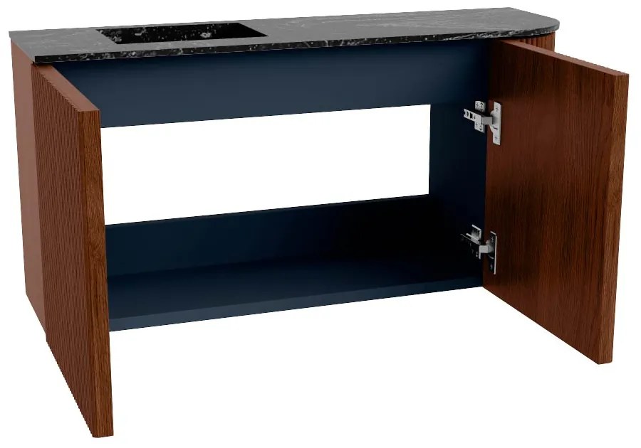 Mondiaz Joya DLux 80cm toiletmeubel ronding rechts ruby met wastafel faye links 1 kraangat lava