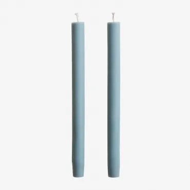 Set Van 2 Decoratieve Kaarsen Soraia Blauwe Mist - Sklum